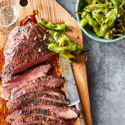 Sweet & Peppery Flank Steak with Shishitos
