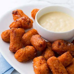 Sweet Potato and Bacon Tots with Creamy Mustard Dipping Sauce