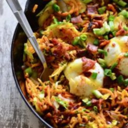 Sweet Potato and Brussels Sprouts Hash with Bacon (Whole30)