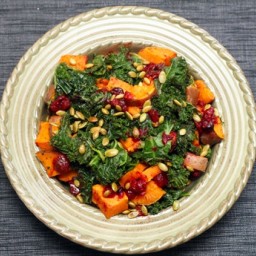 Sweet Potato and Kale Salad with Cranberry-Chipotole Sauce