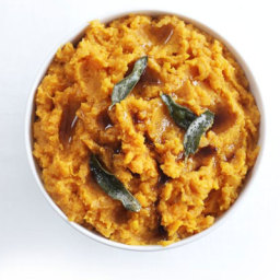 Sweet potato and orange mash with sage butter drizzle