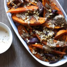 Sweet Potato and Red Onion with Tahini and Za’ atar by Yotam Ottolenghi fro