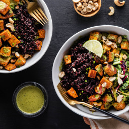 Sweet Potato Bowls with Midnight Grains & Spicy Green Dressing