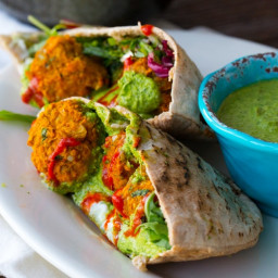 Sweet Potato Falafel with Pumpkin Seed Chimichurry Sauce
