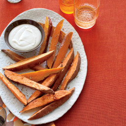 Sweet Potato Fries with Brown-Butter Marshmallow Sauce