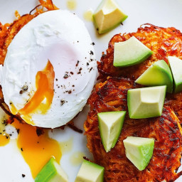 Sweet Potato Fritters With Poached Eggs and Avocado
