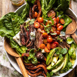 Sweet Potato Fry Steak Salad with Blue Cheese Butter