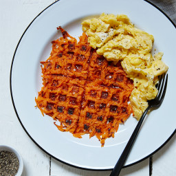 Sweet Potato Hash Browns Made with a Waffle-Iron