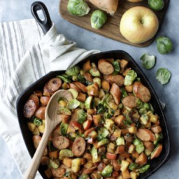 Sweet Potato Hash with Sausage, Apples, and Brussels Sprouts
