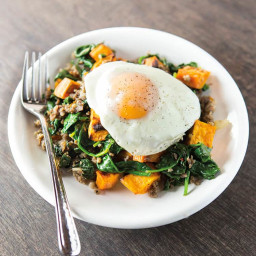 Sweet Potato Hash with Spinach and Sausage