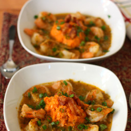 Sweet Potato Mofongo with Sofrito Shrimp