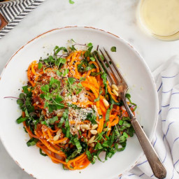 Sweet Potato Noodles with Garlic and Kale