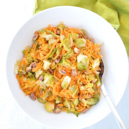 Sweet Potato Pasta with Brussel Sprouts and Pistachios