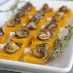Sweet Potato Polenta Bites with Thyme-Marinated Mushrooms