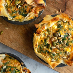 Sweet potato, spinach and ricotta pies