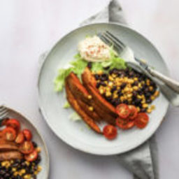 Sweet potato wedges with black beans