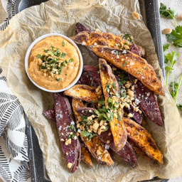 Sweet Potato Wedges with Peanut Dipping Sauce