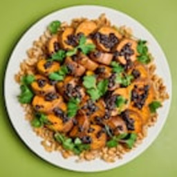Sweet Potatoes With Crispy White Beans and Black Bean Sauce