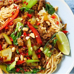Sweet-Soy Lamb Noodles with Lime, Pak Choy & Peanuts
