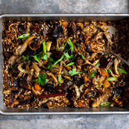 Sweet Spiced Mushroom and Apricot Pilaf
