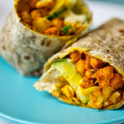 Sweet, Spicy, Curry Chickpea Cool Cucumber Wraps