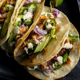 Sweet & Spicy Grilled Salmon Tacos with Creamy Salsa