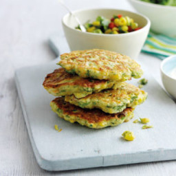 Sweetcorn fritters with avocado salsa recipe