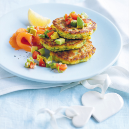 Sweetcorn fritters with smoked salmon