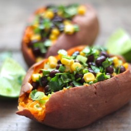 Sweet Potatoes Stuffed with Chipotle Black Bean and Corn Salad