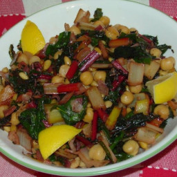 Swiss Chard with Garbanzo Beans and Pine Nuts
