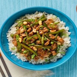 Szechuan Pork & Green Bean Stir-Fry with Peanuts & Jasmine Rice