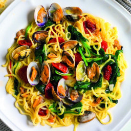 Tagliolini With Lemon, Clams and Spinach