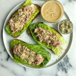 Tahini + Hemp Seed Tuna Salad on Crispy Toast