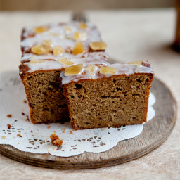 Tamarind and fresh ginger cake with lime glazing