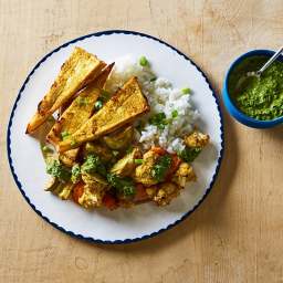 Tandoori Tofu and Mixed Vegetables with Basmati Rice and Cilantro-Lime Driz