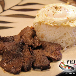 Tapsilog (Beef Tapa with Garlic Fried Rice and Fried Egg)