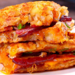 Tater Tot Grilled Cheese & Bacon Waffle Sandwich Recipe