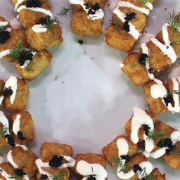 Tater Tots with Herbed Sour Cream and Caviar