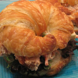 Tender Salmon and Rich Cheese Combine in a Crunchy Croissant Sandwich