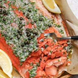 Tender, Slow Baked Salmon with Compound Butter