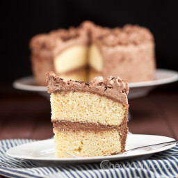 Tender Yellow Cake with Chocolate Whipped Cream Frosting