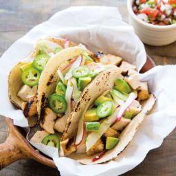 Tequila-Lime Chicken Tacos with Radish-Avocado Salad