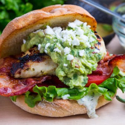 Tequila Lime Grilled Chicken Club Sandwich with Guacamole and Roasted Jalap