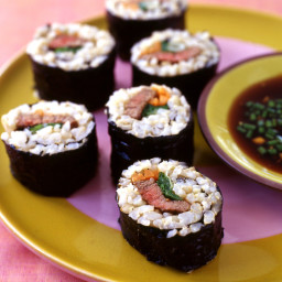Teriyaki beef sushi rolls