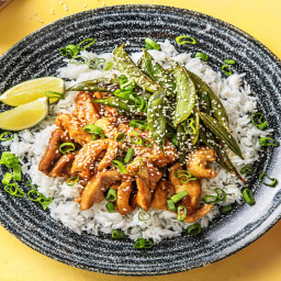 Teriyaki Chicken Stir-Fry with Jasmine Rice and Sugar Snap Peas