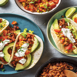 Tex-Mex Pork & Bean Tacos with Avocado & Charred Corn Salsa