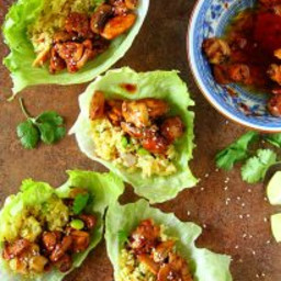 Thai Chicken and Fried Rice Lettuce Wraps