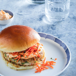 Thai Chicken Burgers with Quick Pickled Carrots
