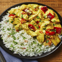 Thai Coconut Curry Chicken with Bell Pepper & Cilantro Lime Rice