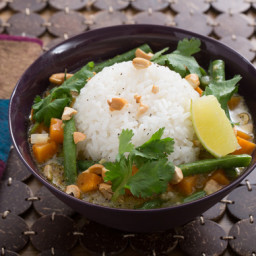 Thai Green Coconut Currywith Sweet Potato, Green Beans and Jasmine Rice